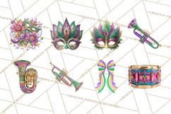Mardi Gras Clipart PNG Party Icons Masks Beads Fleur De Lis Product Image 6