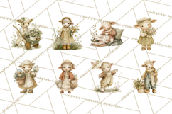 Vintage Spring Lamb Clipart, Whimsical Lamb Gardening Product Image 3