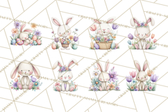Floral Easter Bunnies Clipart, Cute and Elegant Bunny Easter Product Image 5