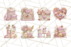 Valentine Picnic Party Clipart, Pink Heart Picnic PNG Product Image 2