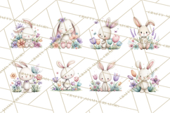 Floral Easter Bunnies Clipart, Cute and Elegant Bunny Easter Product Image 2