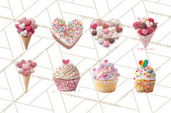 Rainbow Sprinkle Valentine Dessert Clipart PNG Product Image 3