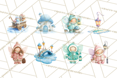 Chubby Winter Fairy PNG, Miniature Watercolor Winter Fairies Product Image 4