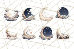Moon Scenes Clipart, Crescent Moon Art, Starry Sky PNG Product Image 3