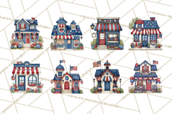 Patriotic Town Clipart, 4th of July Houses and Shops Png Product Image 5