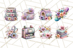 Pretty Stationery Clipart, Pastel Office Supplies Png Product Image 8
