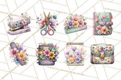 Pretty Stationery Clipart, Pastel Office Supplies Png Product Image 5