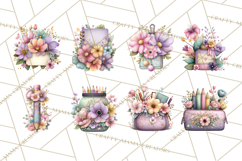 Pretty Stationery Clipart, Pastel Office Supplies Png Product Image 3
