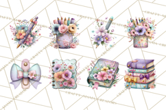Pretty Stationery Clipart, Pastel Office Supplies Png Product Image 4