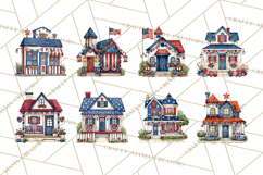 Patriotic Town Clipart, 4th of July Houses and Shops Png Product Image 7