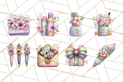 Pretty Stationery Clipart, Pastel Office Supplies Png Product Image 6