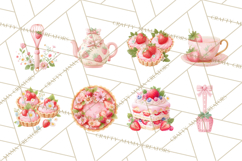 Strawberry Bakery Clipart, Cute Strawberry Pastries Png Product Image 5