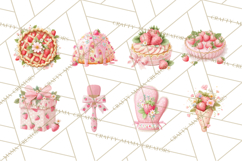Strawberry Bakery Clipart, Cute Strawberry Pastries Png Product Image 3