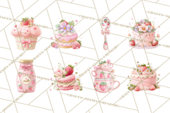 Strawberry Bakery Clipart, Cute Strawberry Pastries Png Product Image 6