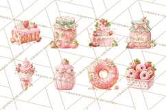 Strawberry Bakery Clipart, Cute Strawberry Pastries Png Product Image 2