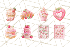 Strawberry Bakery Clipart, Cute Strawberry Pastries Png Product Image 7