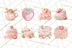 Strawberry Bakery Clipart, Cute Strawberry Pastries Png Product Image 8