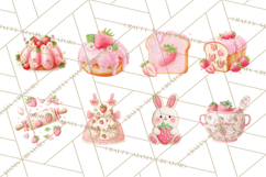 Strawberry Bakery Clipart, Cute Strawberry Pastries Png Product Image 1