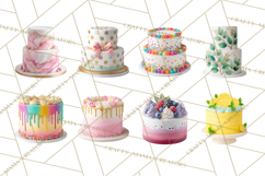Birthday Cake Clipart, Tiered Cake PNG, Drip Cake PNG Product Image 5