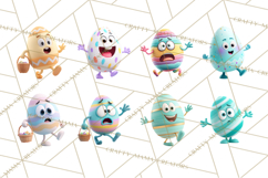 Cute Easter Egg Characters PNG, Adorable Spring Egg Clipart Product Image 8