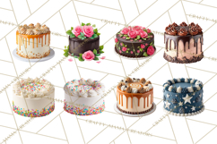 Birthday Cake Clipart, Tiered Cake PNG, Drip Cake PNG Product Image 8