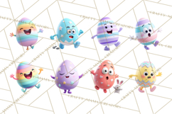 Cute Easter Egg Characters PNG, Adorable Spring Egg Clipart Product Image 3
