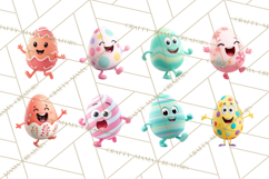 Cute Easter Egg Characters PNG, Adorable Spring Egg Clipart Product Image 6