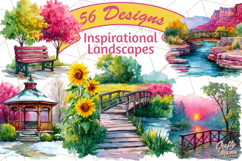 Watercolor Inspirational Landscapes, Sublimation Designs Product Image 1