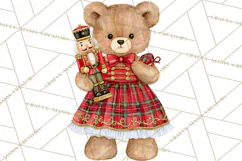 Christmas Teddy Bear Clipart PNG Watercolor Holiday Bears Product Image 2