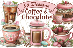 Coffee and Chocolate Clipart PNG Cafe Drinks Dessert Art Product Image 1