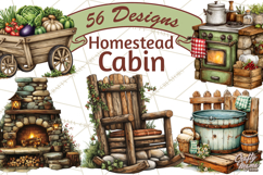 Rustic Homestead Living Clipart | Farm Cabin Png Designs Product Image 1
