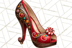 Christmas High Heel Clipart PNG, Whimsical Holiday Shoes Product Image 3