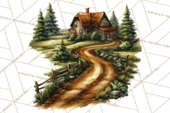 Rustic Homestead Living Clipart | Farm Cabin Png Designs Product Image 2