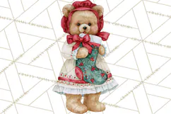 Christmas Teddy Bear Clipart PNG Watercolor Holiday Bears Product Image 3