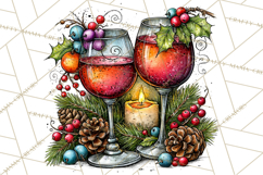 Christmas Wine Night Clipart PNG, Alcohol Christmas Png Product Image 3