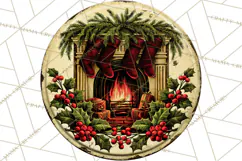 Vintage Christmas Round Signs Clipart, Rustic Metal Product Image 4