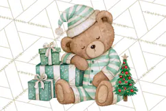 Christmas Teddy Bear Clipart PNG Watercolor Holiday Bears Product Image 4