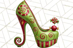 Christmas High Heel Clipart PNG, Whimsical Holiday Shoes Product Image 4