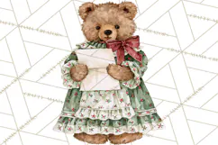 Christmas Teddy Bear Clipart PNG Watercolor Holiday Bears Product Image 5