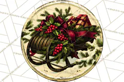 Vintage Christmas Round Signs Clipart, Rustic Metal Product Image 2