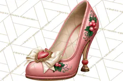 Christmas High Heel Clipart PNG, Whimsical Holiday Shoes Product Image 4