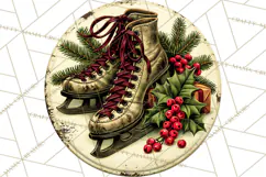 Vintage Christmas Round Signs Clipart, Rustic Metal Product Image 4