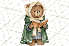 Christmas Teddy Bear Clipart PNG Watercolor Holiday Bears Product Image 4