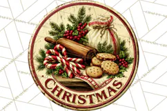 Vintage Christmas Round Signs Clipart, Rustic Metal Product Image 5