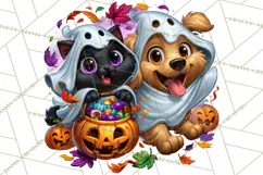 Cute Ghost Dogs And Cats Halloween PNG Clipart Product Image 2