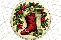 Vintage Christmas Round Signs Clipart, Rustic Metal Product Image 3