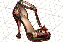 Christmas High Heel Clipart PNG, Whimsical Holiday Shoes Product Image 3