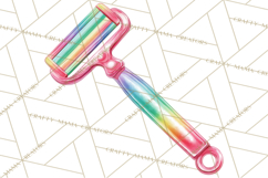 Rainbow Hair Stylist Clipart, Colorful Salon Tools PNG Product Image 3