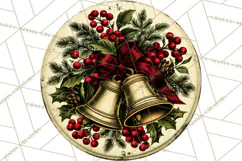 Vintage Christmas Round Signs Clipart, Rustic Metal Product Image 5