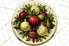 Vintage Christmas Round Signs Clipart, Rustic Metal Product Image 2